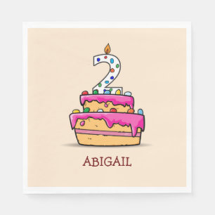 Girl 2nd Birthday, 2 on Sweet Pink Cake Napkins