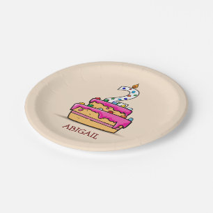 Girl 2nd Birthday, 2 on Sweet Pink Cake Paper Plates