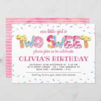 Girl 2nd Birthday Invitation Two Sweet Candyland