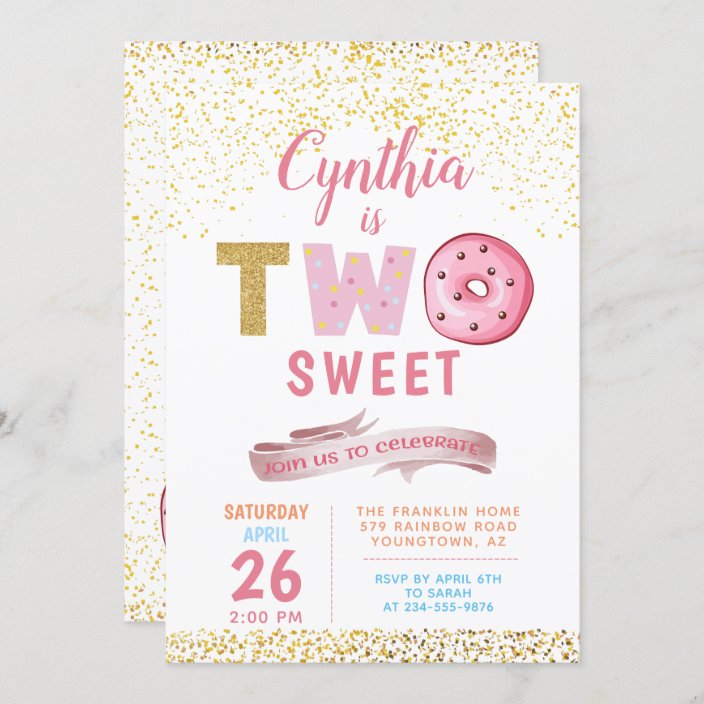 Digital Or Printed Cards With Envelopes Two Sweet Too Sweet Donut Birthday Party Invitation 2nd Birthday Pink Girl Sem Don 100 Paper Party Supplies Invitations Announcements 330 Co Il