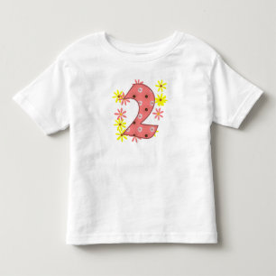 Girl 2nd birthday pink flowers toddler t-shirt