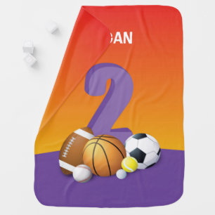 Girl 2nd Birthday Sports Balls Baby Blanket