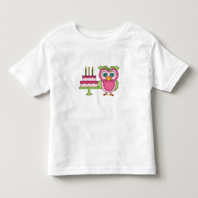Girl 2T ~ Pink Birthday Owl T shirt (Front)