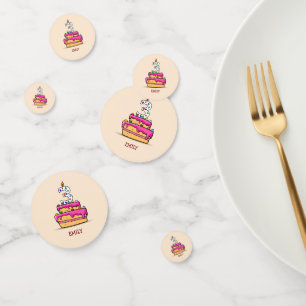 Girl 3rd Birthday, 3 on Sweet Pink Cake Confetti