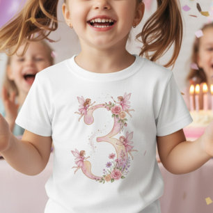 Girl 3rd Birthday Pink Fairy Number Three T-Shirt