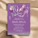Girl 40th Birthday Modern Purple Fabulous 40 Invitation<br><div class="desc">Fabulous 40 Modern Purple Glitter Girl 40th Birthday Invitations.</div>