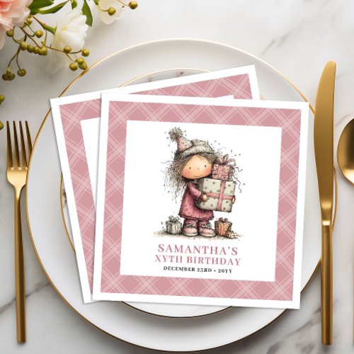 Girl 4th Birthday Funny Whimsical Quirky Napkins