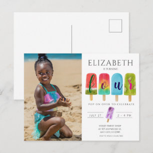 Girl 4th Birthday Popsicle Summer Party Postcard