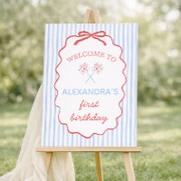 Girl 4th of July Birthday Welcome Sign