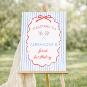 Girl 4th of July Birthday Welcome Sign