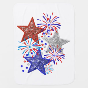 Girl 4th of July Women Red White Blue Star America Baby Blanket