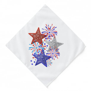 Girl 4th of July Women Red White Blue Star America Bandana