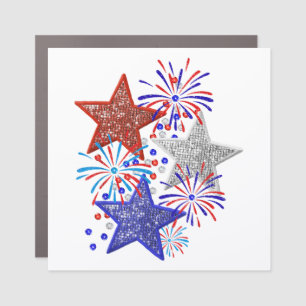 Girl 4th of July Women Red White Blue Star America Car Magnet