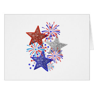Girl 4th of July Women Red White Blue Star America Cards