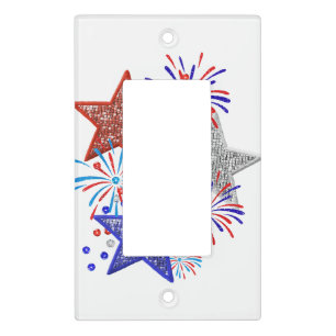 Girl 4th of July Women Red White Blue Star America Light Switch Cover