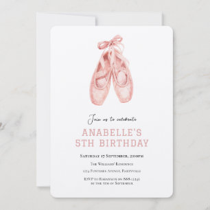 Girl 5th birthday ballet invitation