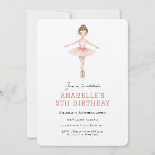 Girl 5th birthday ballet invitation