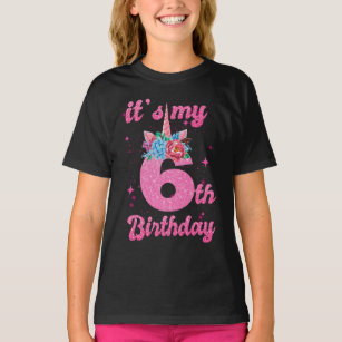 6th Birthday Shirt Girl 6 Year Old Girls 6th Birthday Shirt Kids Gift Ideas  Age 6 Script Six Year Old Birthday Shirt Script 