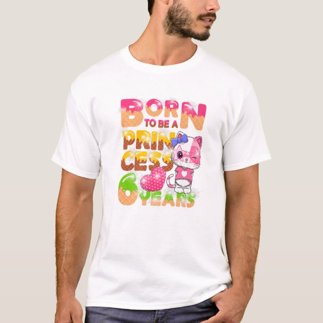 Girl 6Th Birthday Cat Princess Kids T-Shirt (Front)