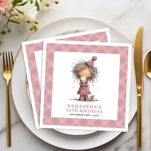 Girl 6th Birthday Party Funny Quirky Pink Napkins