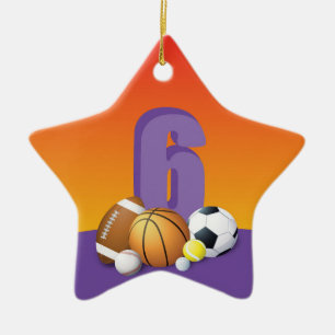 Girl 6th Birthday Sports Balls Ceramic Ornament
