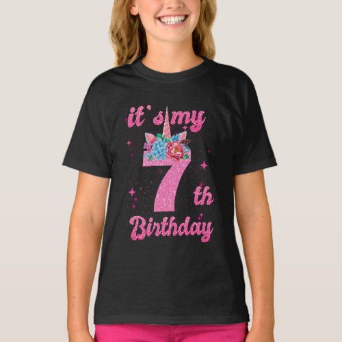 Girl 7 Year Old Gifts 7th Birthday Girls T_Shirt