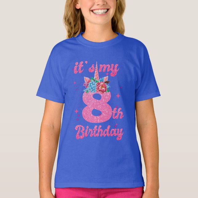 Girl 8 Year Old Gifts, 8th Birthday Girls T-Shirt (Front)