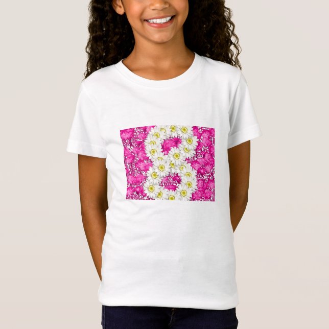 Girl 8th birthday pink flowers t-shirt (Front)