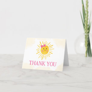 Girl A Little Ray of Sunshine Baby Shower Letterpress Thank You Card