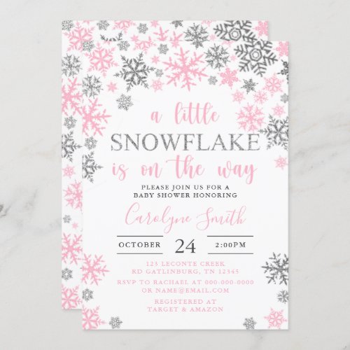 Girl A Little Snowflake Is On The Way Baby Shower  Invitation