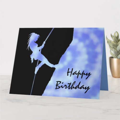 Girl abseiling climber Birthday card