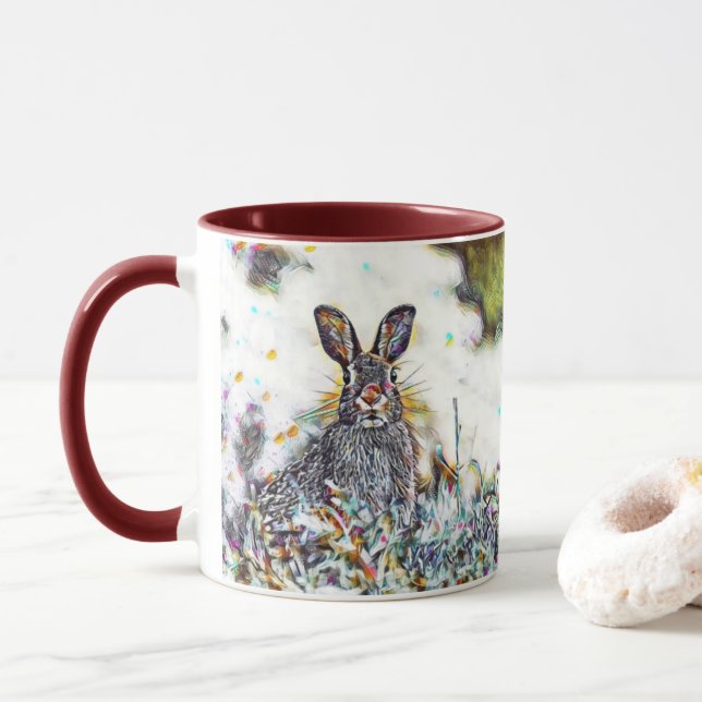 Girl Abstract made in USA-Bunnies! Mug (With Donut)