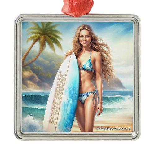Girl Action Point Break Metal Ornament