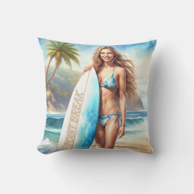 Girl Action Point Break Throw Pillow (Front)