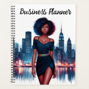 Girl African stylish Afro hair fashion business Planner