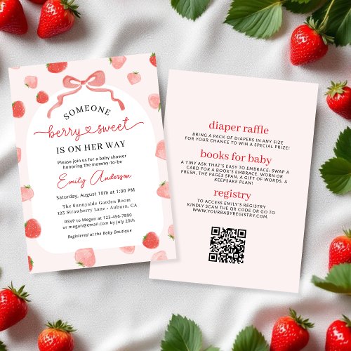 Berry Sweet Bow baby shower invitation