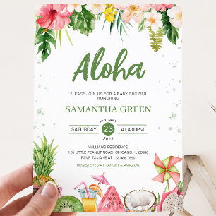 Girl Aloha Hawaiian Baby Shower Invitation