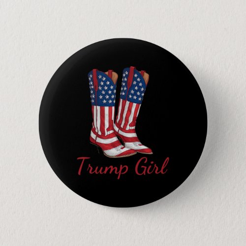 Girl American Flag Vote Trump Girl Republican Cowg Button