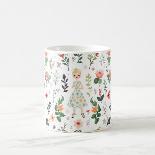 Girl Among Flowers Coffee Mug