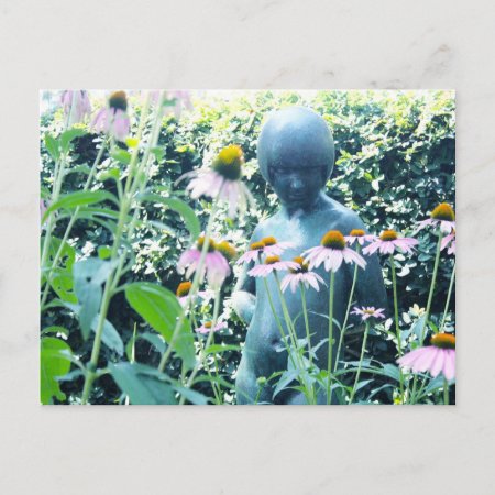 Girl Among Flowers Postcard