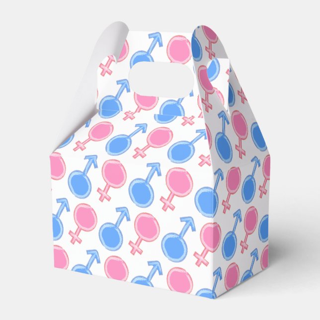 Girl and Boy Gender Symbols Gender Reveal Favor Boxes (Front Side)