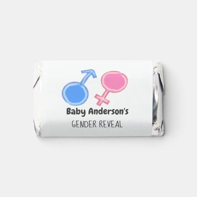 Girl and Boy Gender Symbols Gender Reveal Hershey's Miniatures (Front)