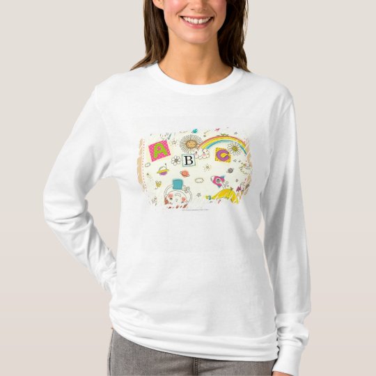 Girl and boy playing by blackboard T-Shirt