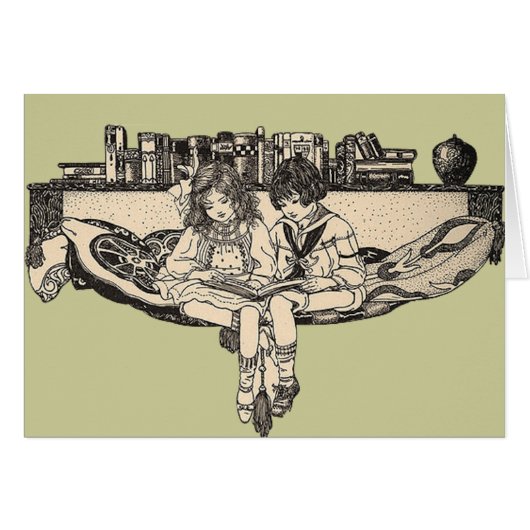Girl and Boy Reading Cards (Front Horizontal)