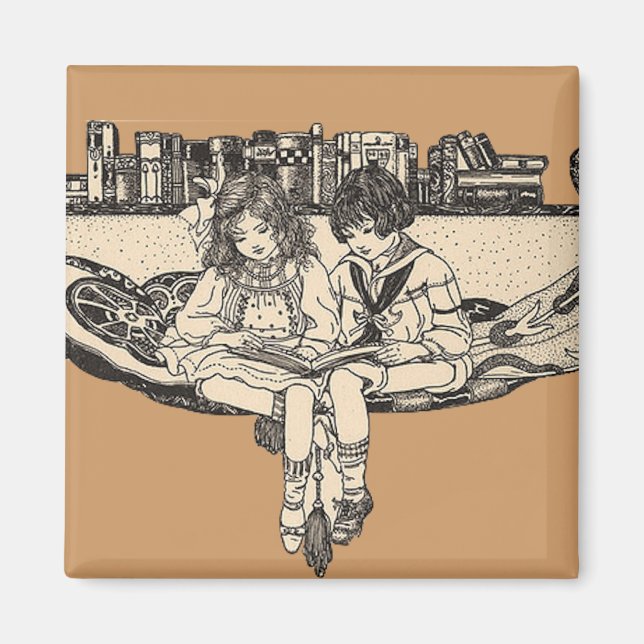 Girl and Boy Reading Magnet (Front)