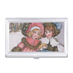 Girl and Boy Skating Business Card Case