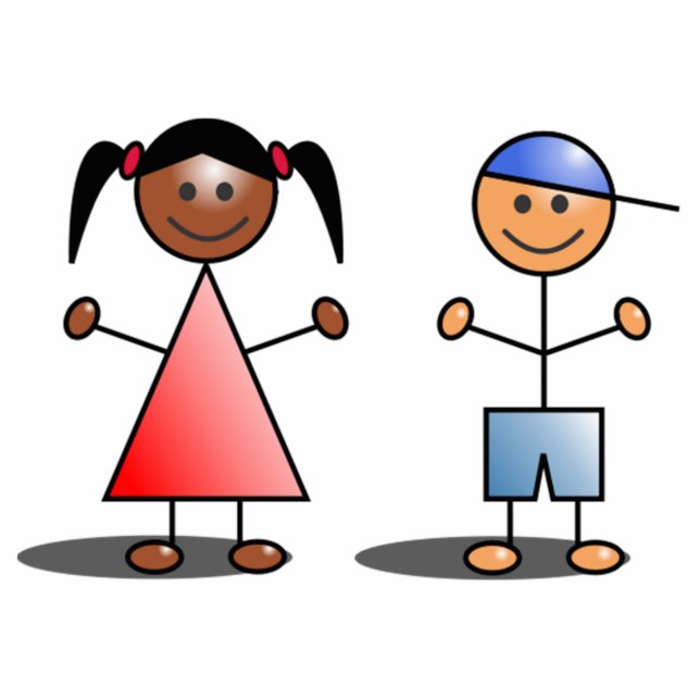 Girl and Boy Stick Figures Statuette (Front)