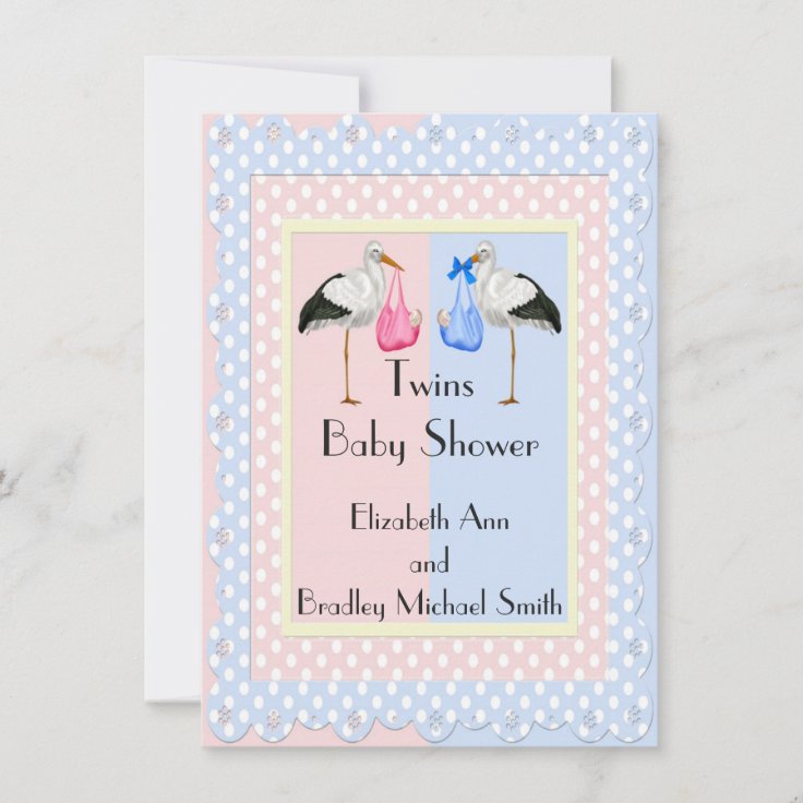 Girl and Boy Twins Baby Shower Invitation Zazzle