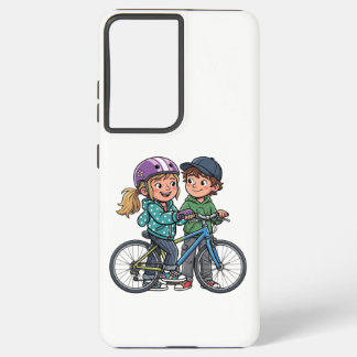 Girl and Boy with bicycle Samsung Galaxy S21+ Case