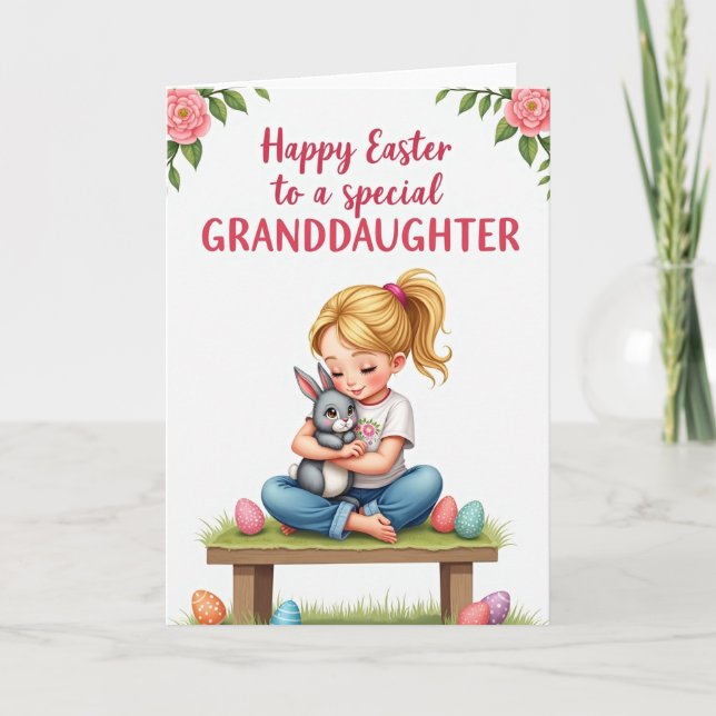 Girl And Bunny Celebration Card (Front)
